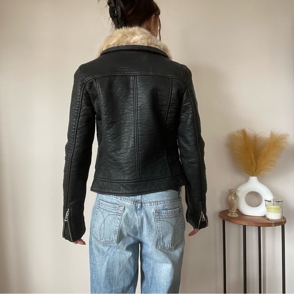 Zara Faux Leather Jacket with Fur Collar - Picture 4 of 7